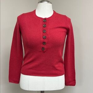 The Limited Y2K Wool Angora Cashmere Red Crew Neck Knit Button Up Sweater S